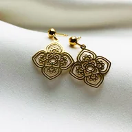 Kolczyki - Orientalne filigranowe kolczyki, Pozłacane Srebrne - miniaturka - grafika 1