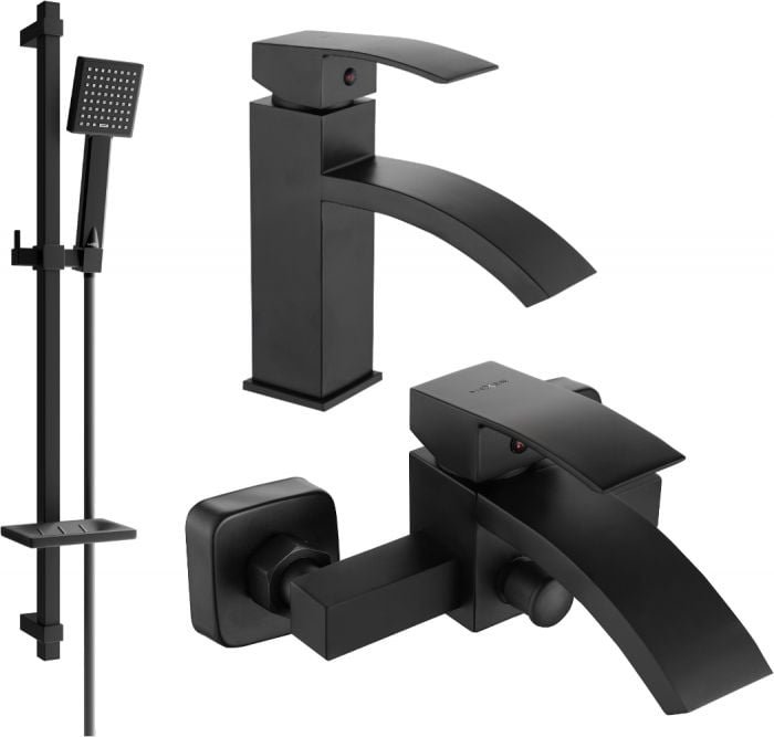 Mexen Libra DQ45 zestaw wannowy, czarny - 745103DQ45-70