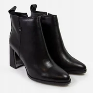 Botki damskie - Czarne botki CAMBELL 24-53310BK damskie klocek skóra eleganckie r.39 - miniaturka - grafika 1