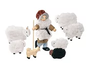 Lalki dla dziewczynek - Goki drewniane laleczki Pasterz Józio i jego owieczki - miniaturka - grafika 1