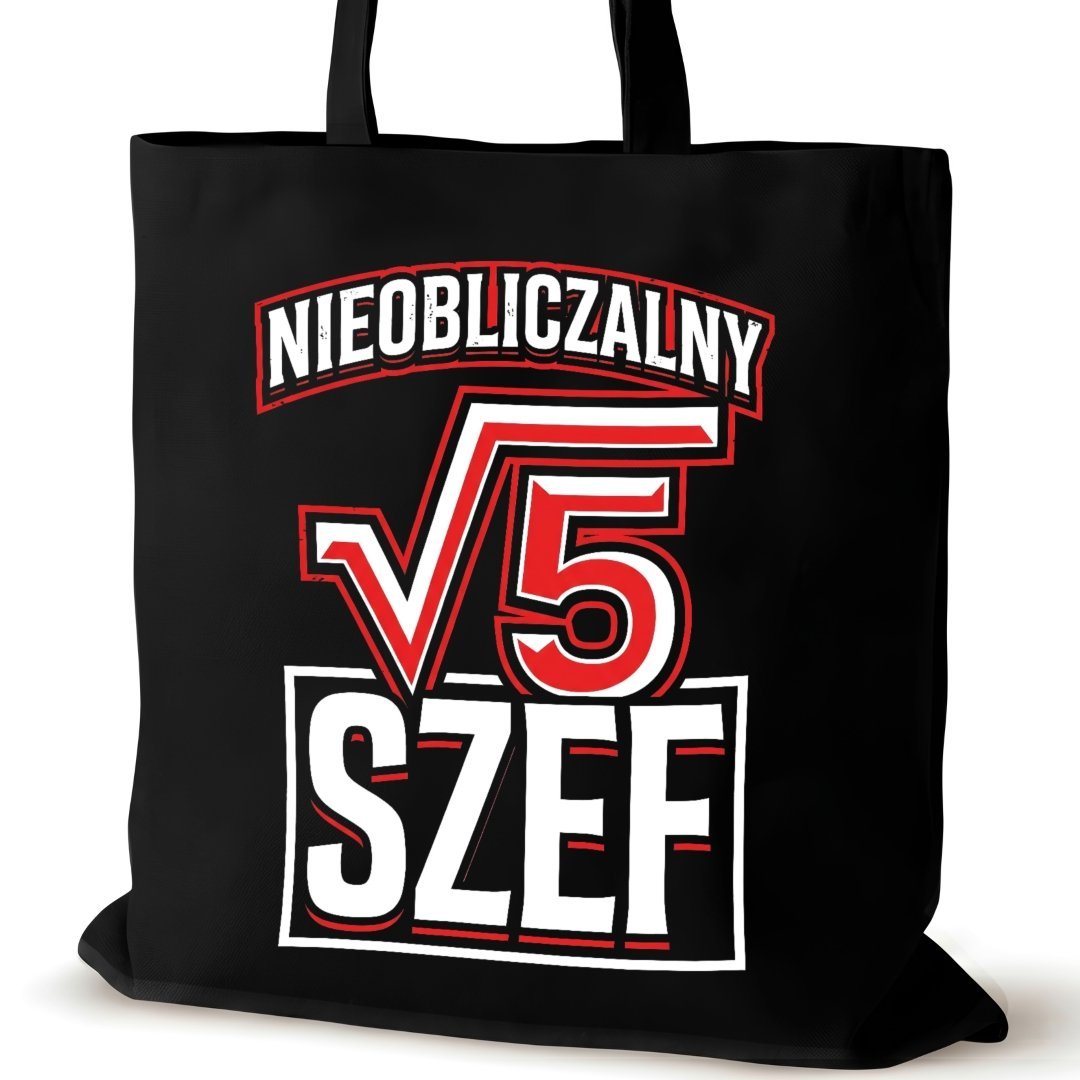 Torba bawełniana czarna dla SZEFA na ramię napisem pracy nieobliczalny