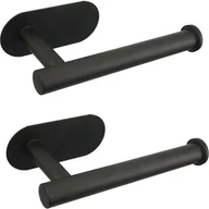 Stojaki i wieszaki na papier toaletowy - Zestaw 2 czarnych, samoprzylepnych uchwytów na papier toaletowy ze stali nierdzewnej, nie wymaga wiercenia, do łazienki, kuchni i pralni - miniaturka - grafika 1