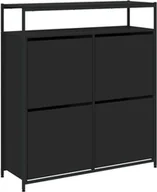 Szafki na buty - vidaXL Szafka na buty z 4 klapami czarna 100x34x112 cm - miniaturka - grafika 1
