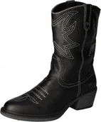 Botki damskie - Mustang Botki Damskie Wsuwane Czarne Z Przeszyciami 41 Jta - miniaturka - grafika 1