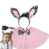 Dodatki do strojów karnawałowych - Strój Zebra 90-120 Cm Tutu Opaska Ogon Mucha Rózowa - miniaturka - grafika 1