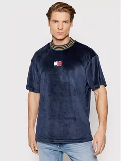 Koszulki męskie - Tommy Jeans T-Shirt Velour Badge DM0DM12242 Granatowy Relaxed Fit - grafika 1