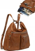 Torebki damskie - Stylowa Torebka na Ramię Plecak Damski 2w1 Brązowy LUIGISANTO V85148 Camel - miniaturka - grafika 1