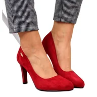 Czółenka - Czółenka na słupku zamszowe czerwone Sergio Leone - miniaturka - grafika 1