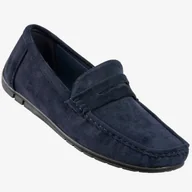Mokasyny męskie - Mokasyny Męskie Eleganckie Buty Wizytowe Unisoft Granatowe 24MN02-7710 44 Granatowy - miniaturka - grafika 1