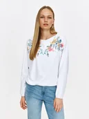 Bluzy damskie - Biała bluza z kwiatowym printem - miniaturka - grafika 1