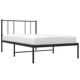 Metalowa rama łóżka z wezgłowiem, czarna, 100x190 cm Lumarko! - Łóżka - miniaturka - grafika 4