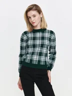 Swetry damskie - Damski sweter ze wzorem w kratę - miniaturka - grafika 1