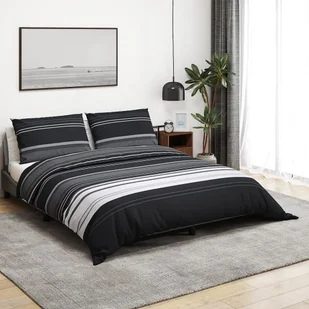 vidaXL Zestaw pościeli, czarno-biały, 220x240 cm, bawełna - Pościel - miniaturka - grafika 1