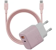 Ładowarki do telefonów - Bazic GoPort Velox Kit 1x USB-C 1x USB-A GaN 35W Różowy - miniaturka - grafika 1