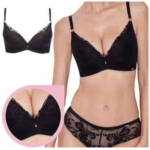 ALLES SUBLIME biustonosz Super Push-Up czarny koronkowy powiększający - 70F - Biustonosze - miniaturka - grafika 1