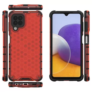 Honeycomb etui pancerny pokrowiec z żelową ramką Samsung Galaxy A22 4G czerwony - Etui i futerały do telefonów - miniaturka - grafika 2