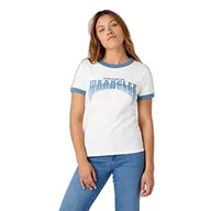Koszulki i topy damskie - Wrangler Koszulka damska Ringer Tee T-Shirt, Worn White, S, Worn White, S - miniaturka - grafika 1