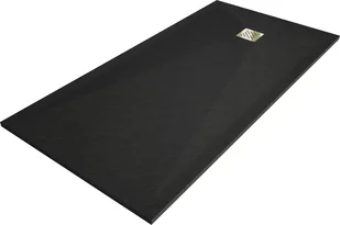 Mexen Stone+ brodzik kompozytowy prostokątny 200 x 90 cm, czarny, maskownica złota - 44709020-G - Brodziki prysznicowe - miniaturka - grafika 1