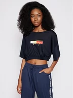 Bluzki damskie - Tommy Jeans Bluzka Cropped UW0UW02948 Granatowy Regular Fit - miniaturka - grafika 1