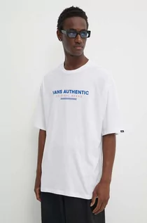 Koszulki męskie - Vans t-shirt bawełniany męski kolor biały z nadrukiem - grafika 1