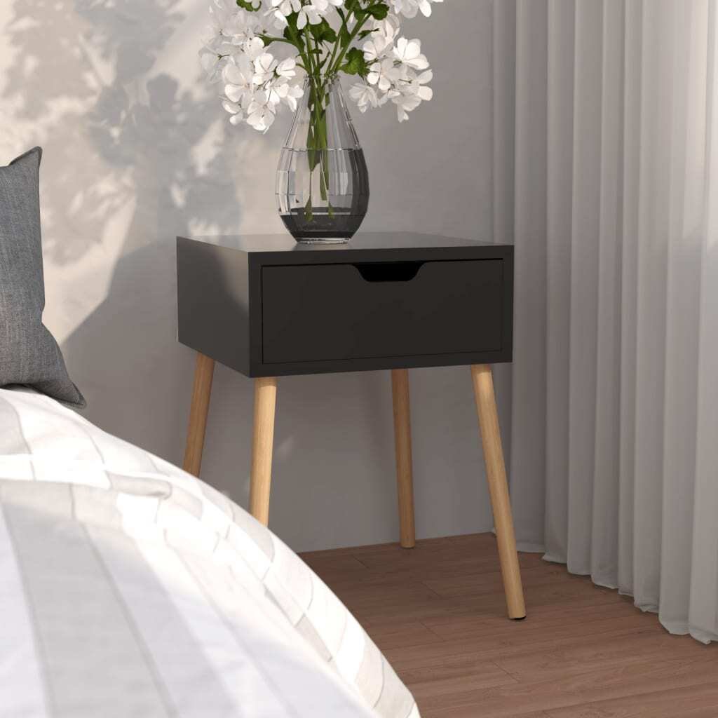 vidaXL Stolik nocny czarny wysoki połysk 40x40x56 cm materiał drewnopochodny - Stolik nocny - Stoliki nocne - Szafka nocna - Szafki nocne