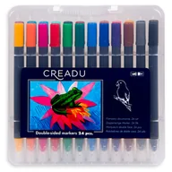 Kredki, ołówki, pastele i pisaki - Creadu, Cienkopisy 2w1, 24 sztuki - miniaturka - grafika 1