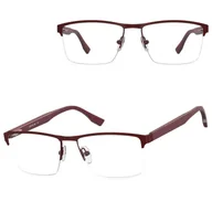 Okulary korekcyjne, oprawki, szkła - Małe męskie okulary na żyłkę oprawki korekcyjne zerówki 877D bordowe - miniaturka - grafika 1