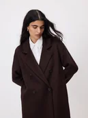 Płaszcze damskie - Reserved - Płaszcz z wełną - ciemnobrązowy - miniaturka - grafika 1