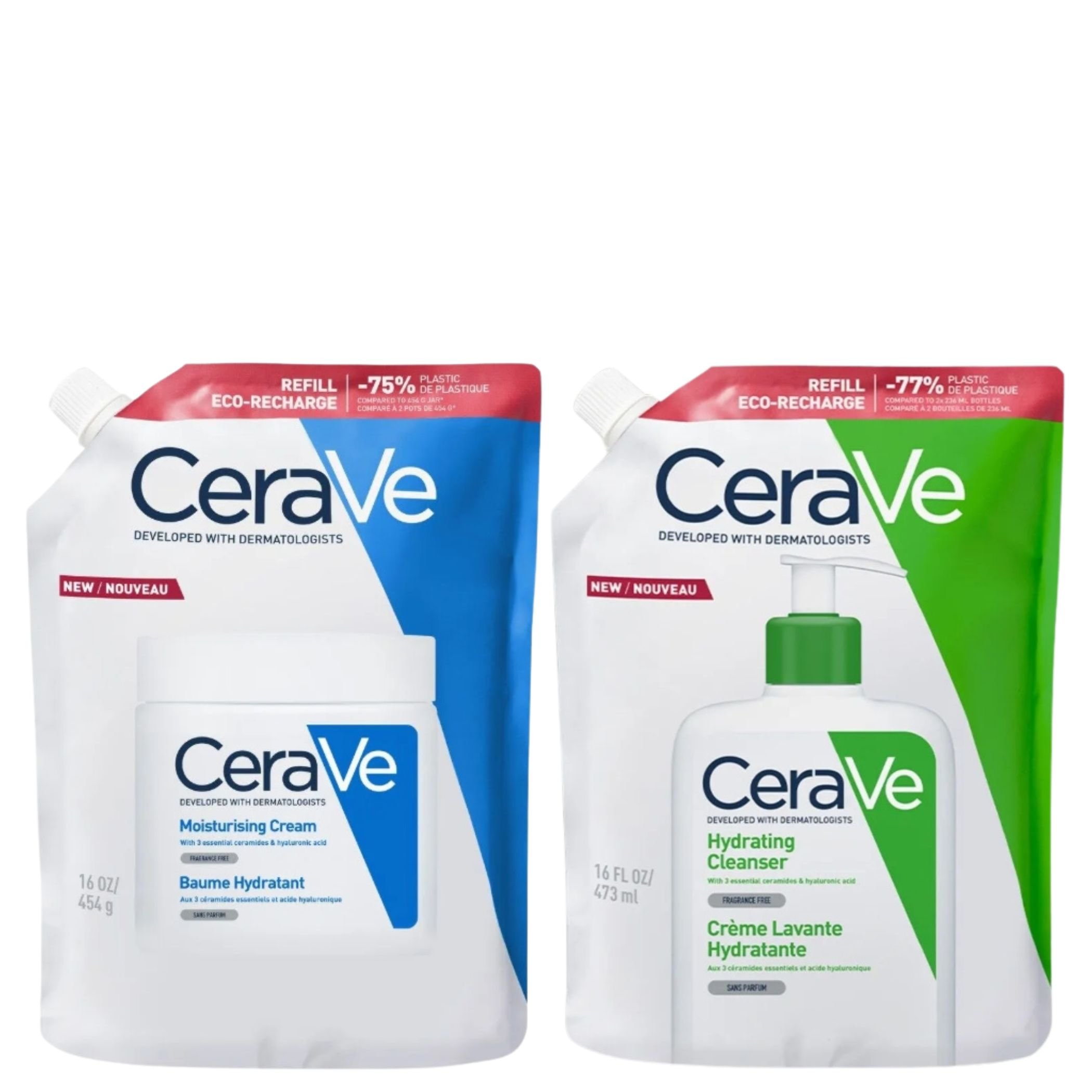 Cerave Zestaw: Emulsja do mycia Refill 473ml + Balsam nawilżający Refill 473ml
