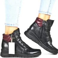 Botki damskie - DAMSKIE BOTKI SKÓRZANE NA KOTURNIE VINCEZA 39963 CZARNE - miniaturka - grafika 1