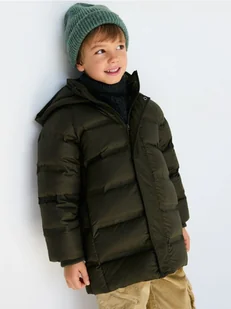 Reserved - Puchowy płaszcz z kapturem - zielony - Kurtki i płaszcze dla chłopców - miniaturka - grafika 1