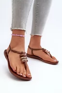 Klapki i japonki damskie - Sandały Japonki Damskie Płaskie Brązowe 83507 Ipanema Class Blown Up Sandal Fem - Zazoo - miniaturka - grafika 1