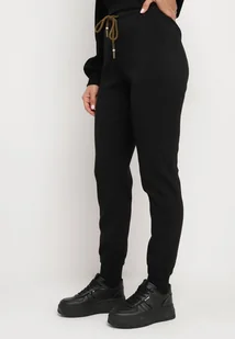 Czarne Spodnie Dresowe Ściągane Troczkiem Zakończone Gumkami Tirinea - Spodnie damskie - miniaturka - grafika 1