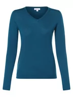 Swetry damskie - brookshire - Sweter damski z wełny merino, zielony|niebieski - miniaturka - grafika 1