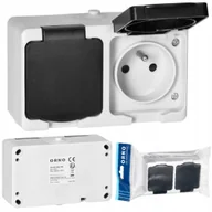 Gniazdka elektryczne - GNIAZDO PODWÓJNE HERMETYCZNE NATYNKOWE 5SZT KLAPKA OR-OE-7306(GS)/WB/5 - miniaturka - grafika 1