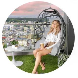 Fotel ogrodowy wiszący Luisiana szary + szare poduszki Sofotel - Hamaki - miniaturka - grafika 10