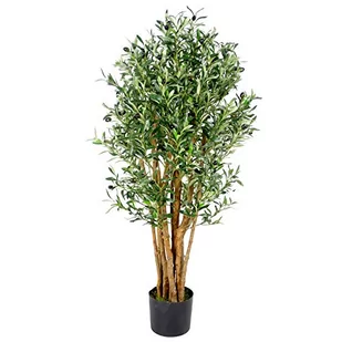 Leaf Design UK sztuczne drzewo oliwne w czarnej plastikowej doniczce, 125 cm - Sztuczne drzewka - miniaturka - grafika 1