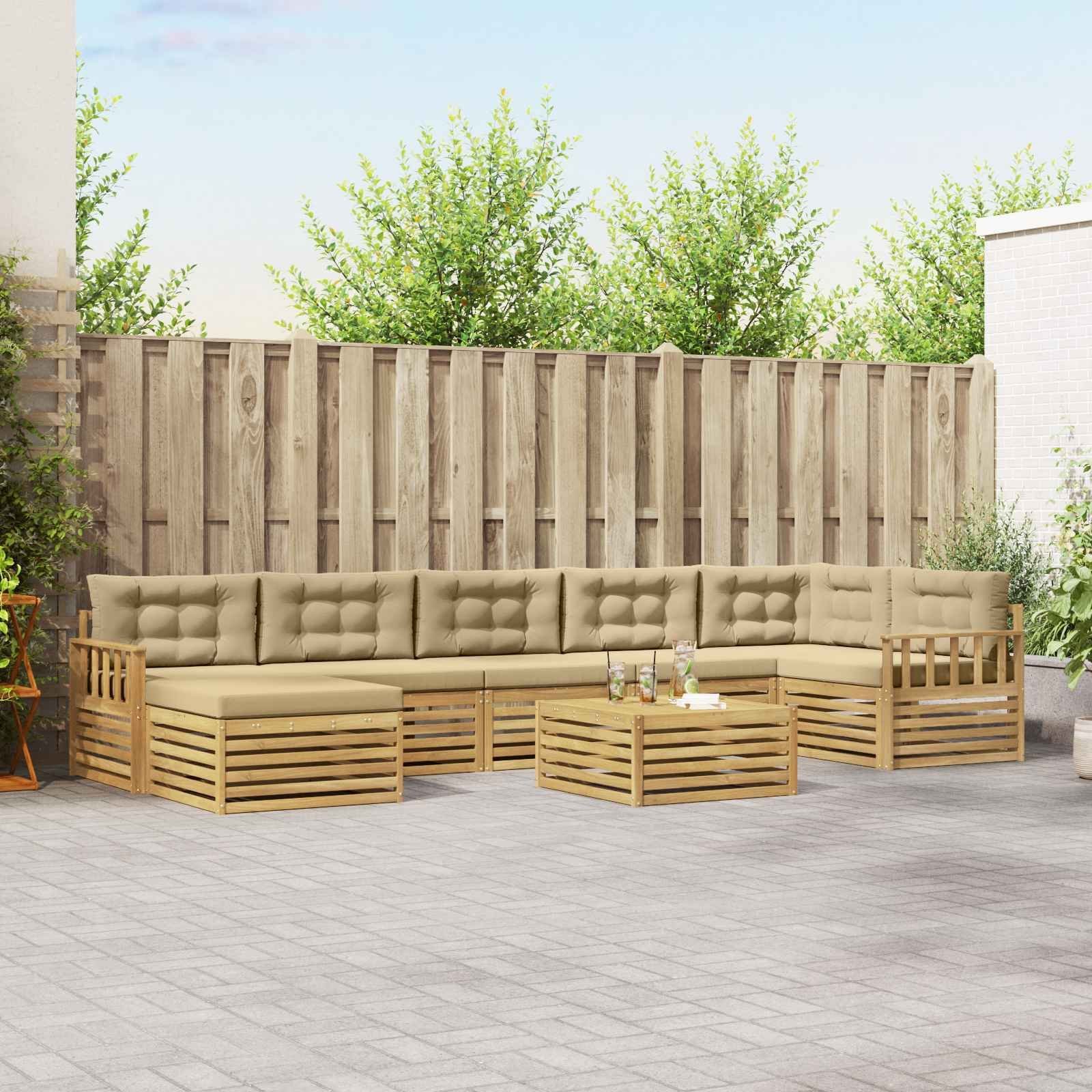 vidaXL Zestaw sof na zewnątrz z poduszką 8 pcs Biały i Beżowy
