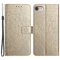 Portfele - Dla 6/6s/7/8/SE (2020) / SE (2022) Etui Kwiat PU Skórzany portfel magnetyczny z klapką Pokrowiec na telefon Złoto - miniaturka - grafika 1