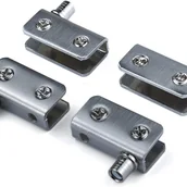 Zawiasy, okucia i inne akcesoria - Zestaw 4 zawiasów do drzwi szklanych, zawias obrotowy 90°, szkło bez wiercenia, stal nierdzewna, pasuje do szkła o grubości 5-8 mm - miniaturka - grafika 1