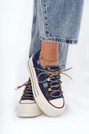 Trampki damskie - Trampki Damskie Na Platformie GOE RR2N4103 Granatowe-39 - miniaturka - grafika 1