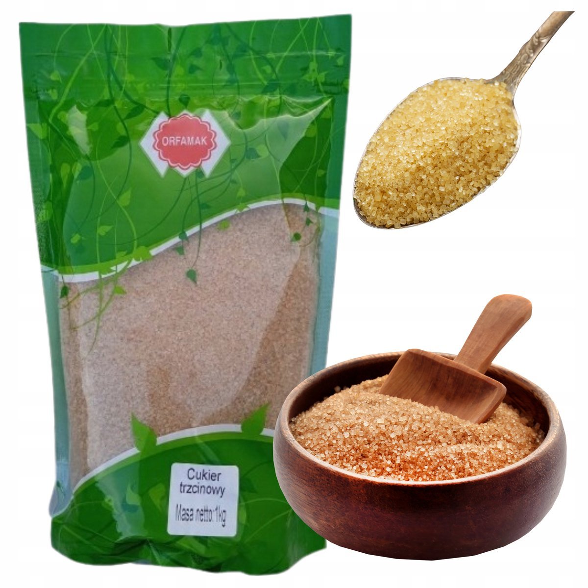Cukier Trzcinowy Orfamak Uniwersalny Słodki Głębia Smaku Słodzik 1000g