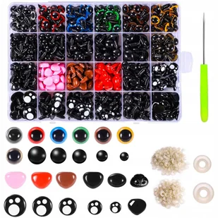 OCZY DO MASKOTEK ZABAWEK BEZPIECZNE ZESTAW 1060 SZT OCZKA NOSKI ETUI 6-16mm - Prace ręczne dla dzieci - miniaturka - grafika 1