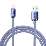 Kable USB - Baseus Crystal Shine Series kabel przewód USB do szybkiego ładowania i transferu danych USB Typ A - Lightning 2,4A 2m fioletowy (CAJY000105) - miniaturka - grafika 1