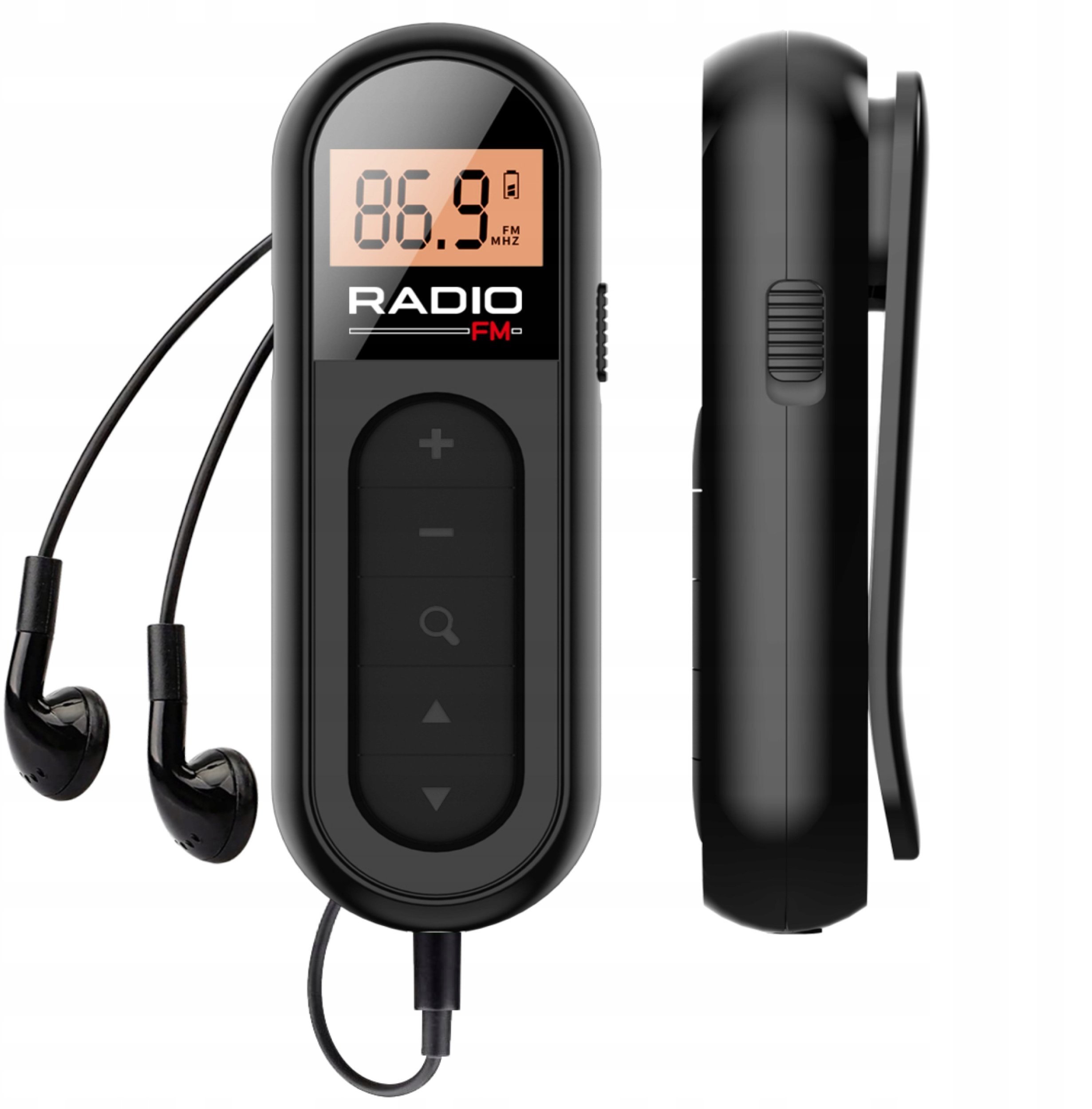 AMT SŁUCHAWKI SPORTOWE Z RADIEM FM CZARNE