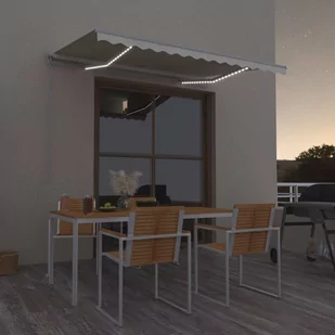 VidaXL Lumarko Ręcznie zwijana markiza z LED, 300 x 250 cm, kremowa! 3068862 VidaXL - Markizy - miniaturka - grafika 1