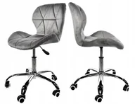Fotele i krzesła biurowe - ﻿Krzesło obrotowe fotel do biurka welurowe szare LUGANO - miniaturka - grafika 1