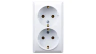 Gniazdka elektryczne - Ospel Gniazdo podwójne z uziemieniem schuko, kolor biały GN-2BS/00 - miniaturka - grafika 1