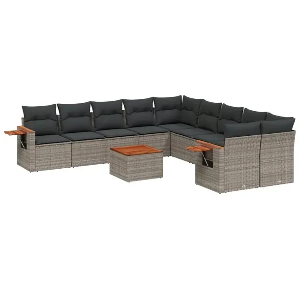 Zestaw mebli ogrodowych modułowych szary rattan PE 62 x 62 x 69 cm