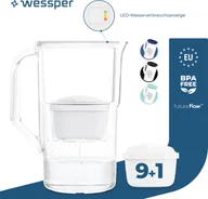 Dzbanki i imbryki - Dzbanek filtrujący Wessper 2,8 l z licznikiem LED Kompatybilny z Brita Maxtra Zestaw 10 dzbanków filtrujących + wkład filtrujący - Biały - miniaturka - grafika 1